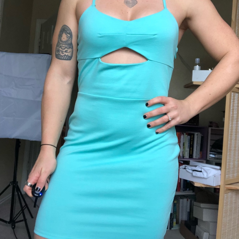Nasty Gal Blue mini dress with cut out front